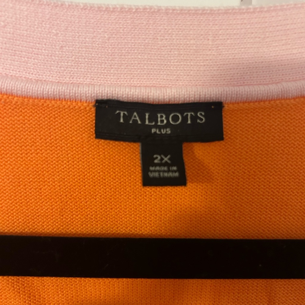Talbots Orange and Pink Women's Cardigan - Picture 2 of 4